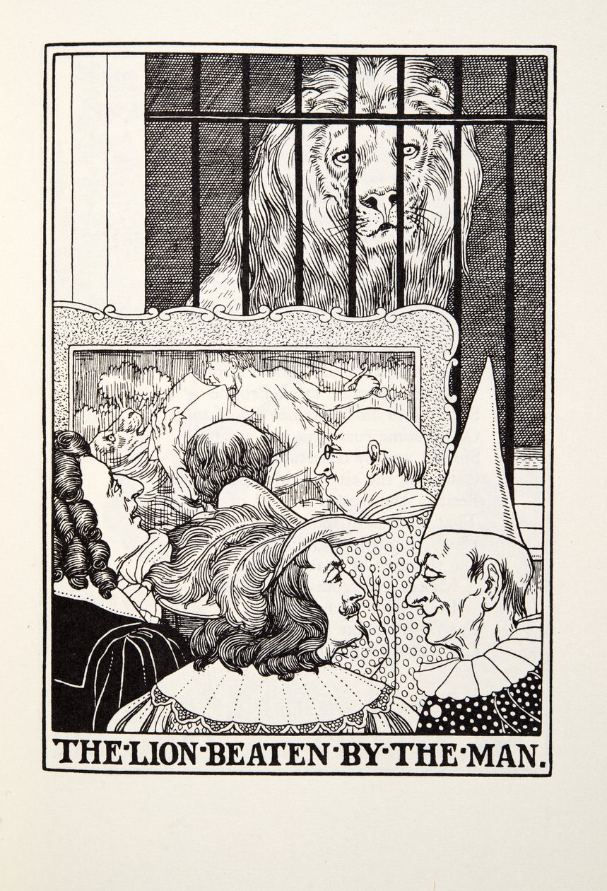 The Lion Beaten by the Man, a Fontaine Fables, kocsma. 1905 alkotó: Percy J. Billingshurst