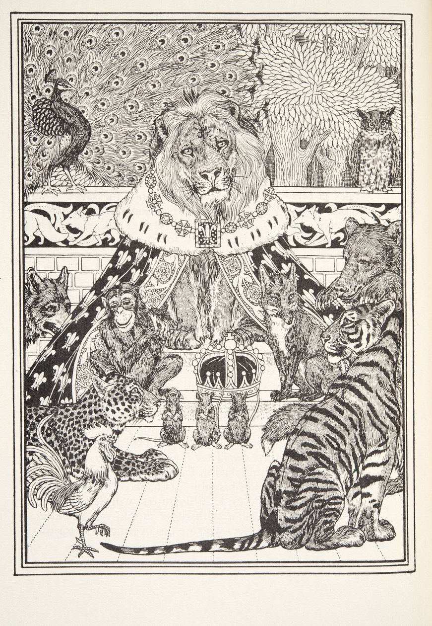 The Lion and his Associates, Frontispiece, Fontaine Fables, pub. 1905 alkotó: Percy J. Billingshurst