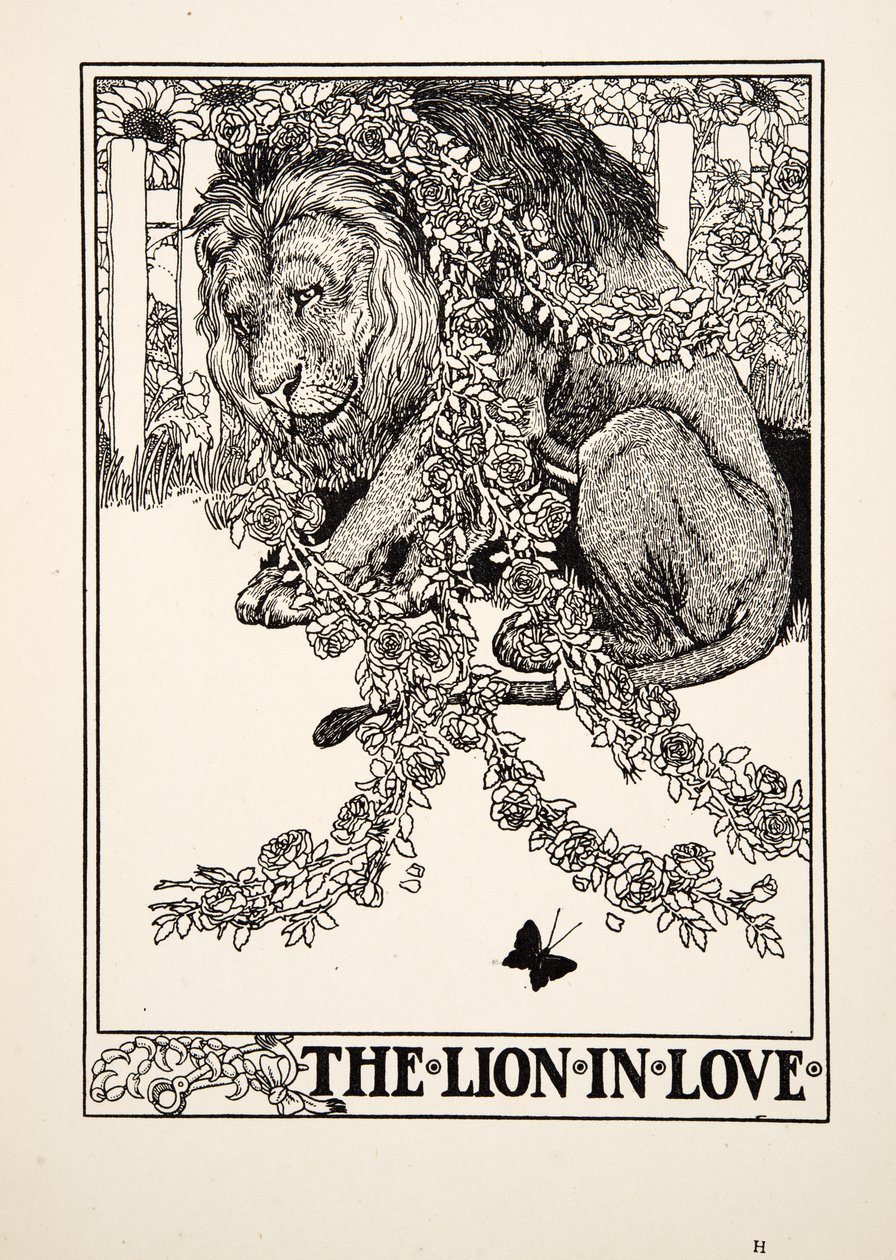 A szerelmes oroszlán, A Hundred Fables of Aesopus, pub.1903 alkotó: Percy J. Billingshurst