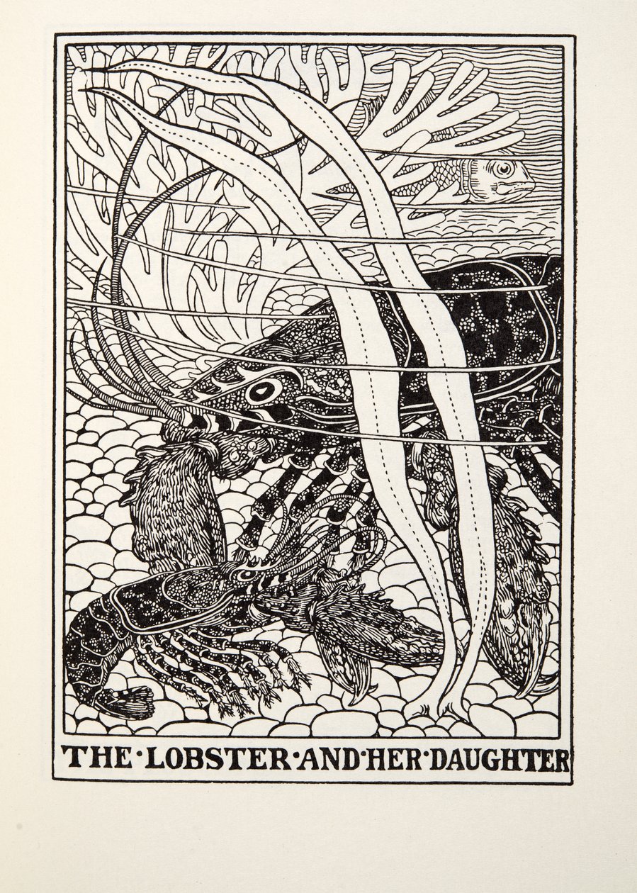 A homár és lánya, a Fontaine Fables-ből, kocsmából. 1905 alkotó: Percy J. Billingshurst