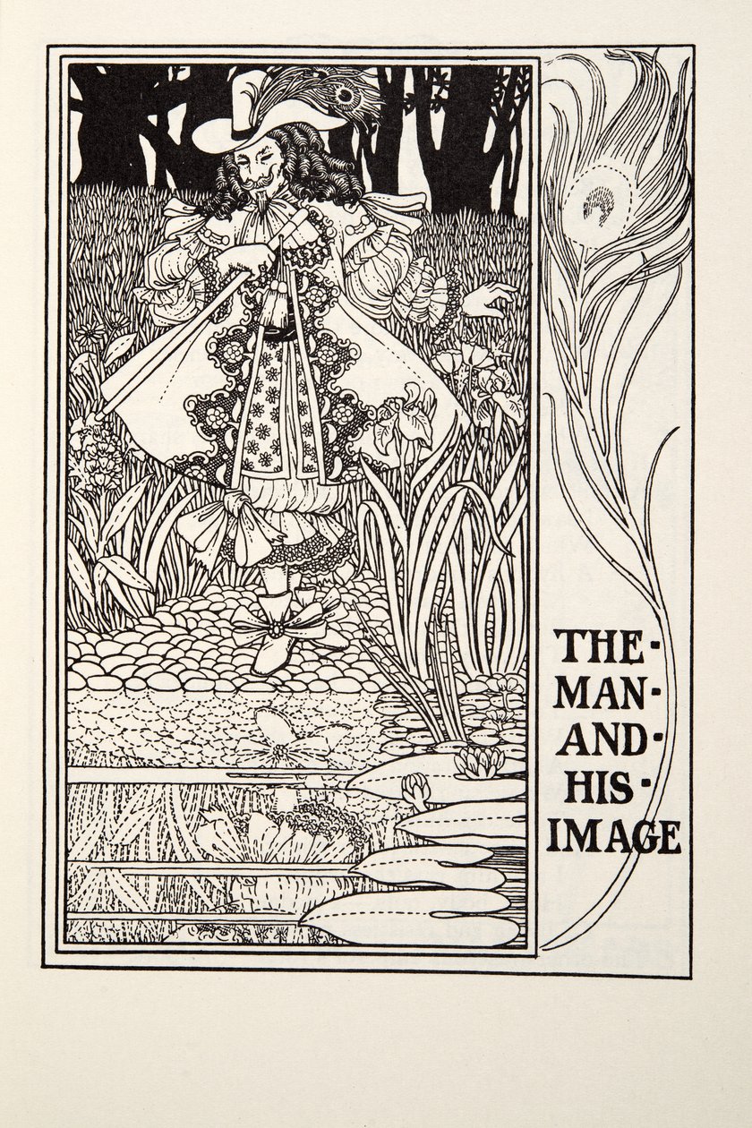 Az ember és képe, a Fontaine Fables-ből, pub. 1905 (metszet) alkotó: Percy J. Billingshurst