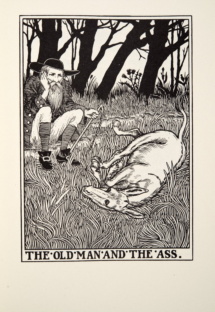 Az öreg és a szamár, a Fontaine Fables-ből, kocsma. 1905 alkotó: Percy J. Billingshurst