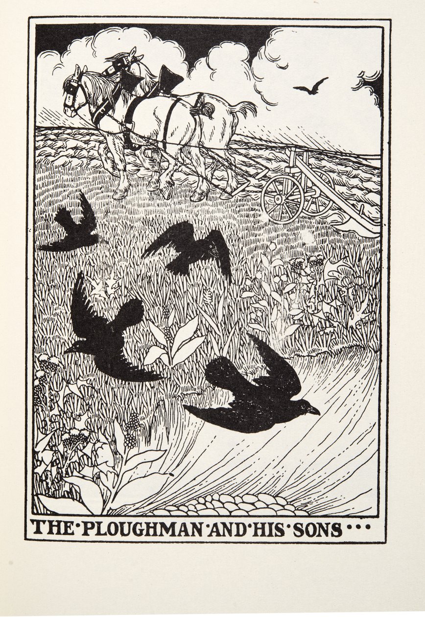 A Plowman and his Sons, a Fontaine Fables, kocsma. 1905 alkotó: Percy J. Billingshurst
