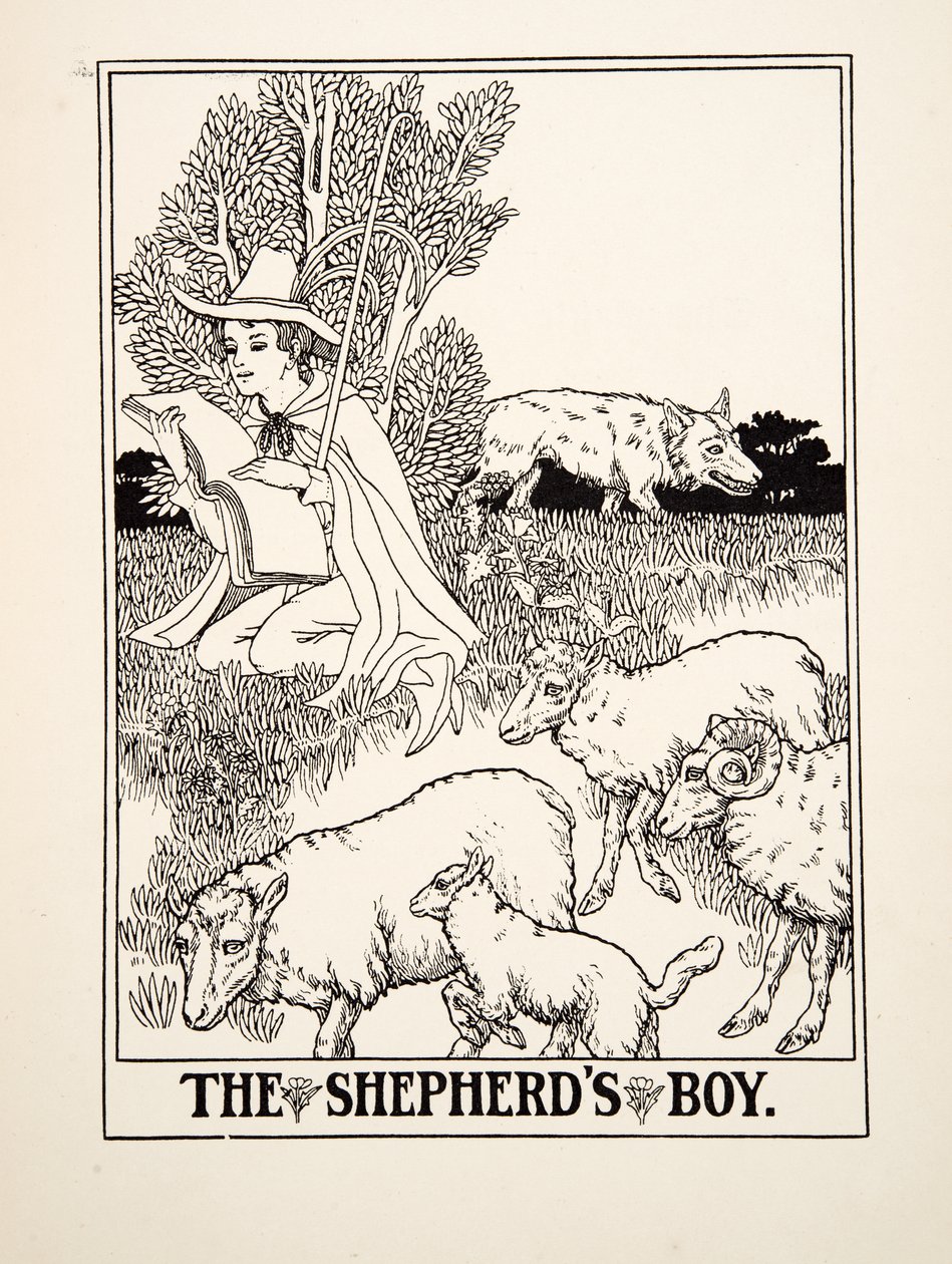 The Shepherds Boy, A Hundred Fables of Aesopus, pub.1903 alkotó: Percy J. Billingshurst
