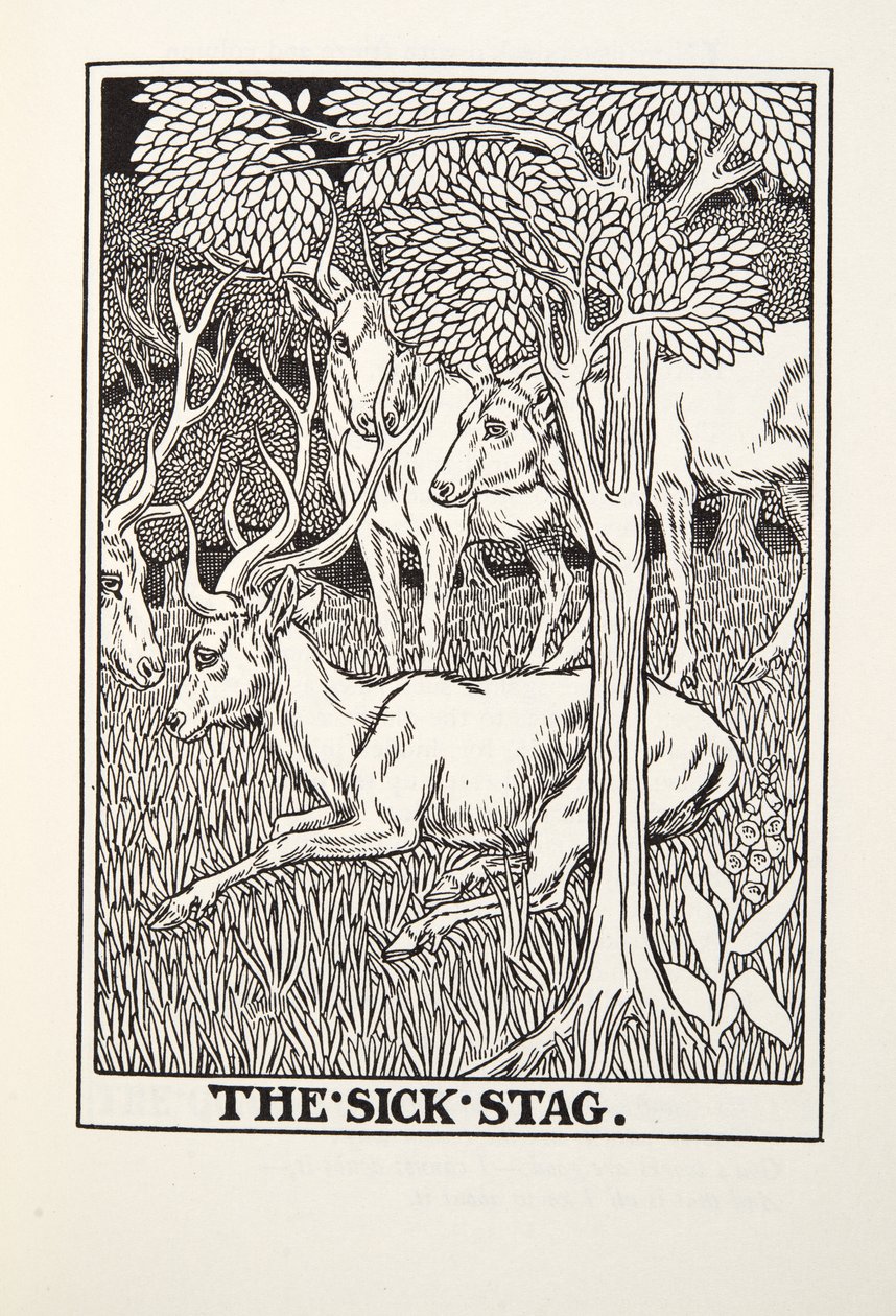 The Sick Stag, a Fontaine Fables, kocsma. 1905 alkotó: Percy J. Billingshurst