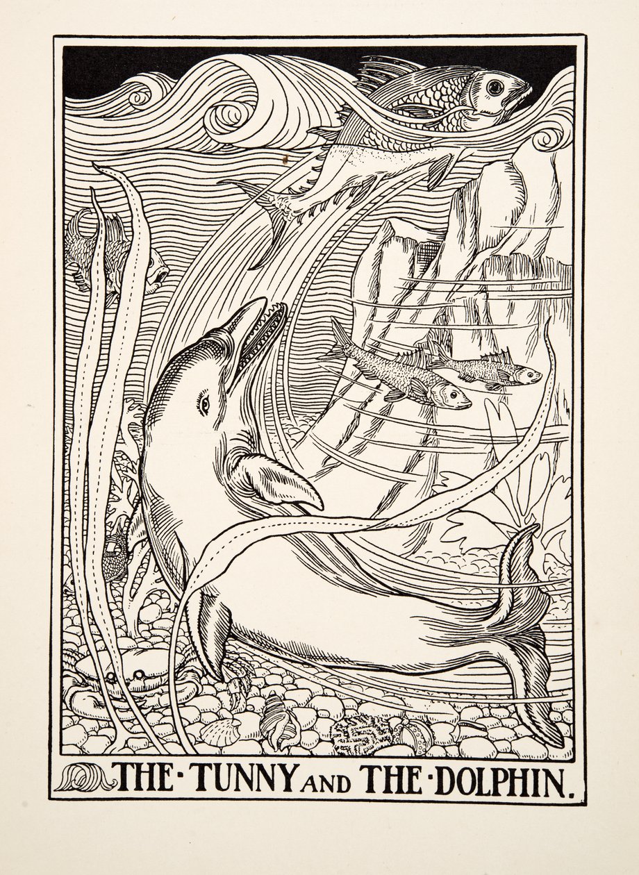 A tonhal és a delfin, A Hundred Fables of Aesopus, pub.1903 alkotó: Percy J. Billingshurst