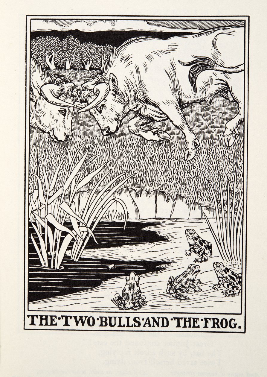 A két bika és a béka, a Fontaine Fables, kocsma. 1905 alkotó: Percy J. Billingshurst