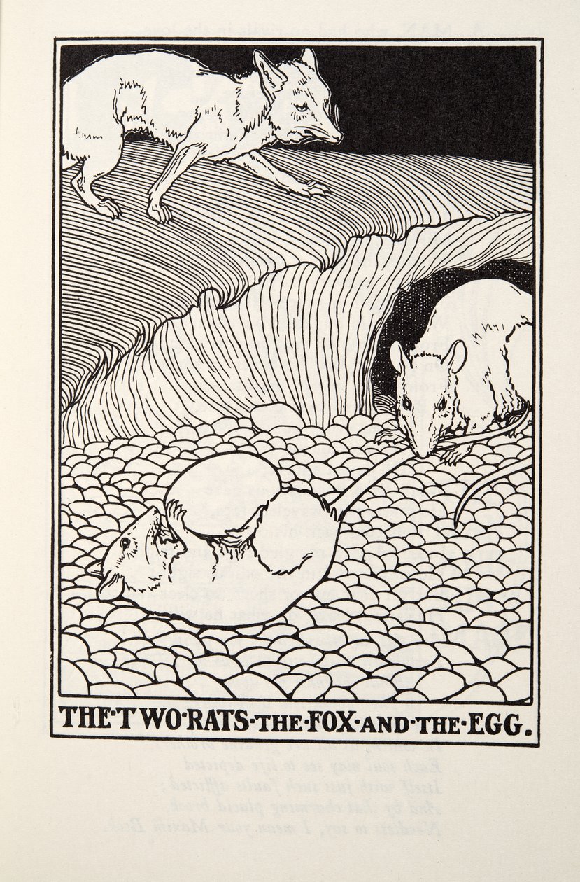 A két patkány, a róka és a tojás, a Fontaine Fables-ből, pub. 1905 alkotó: Percy J. Billingshurst