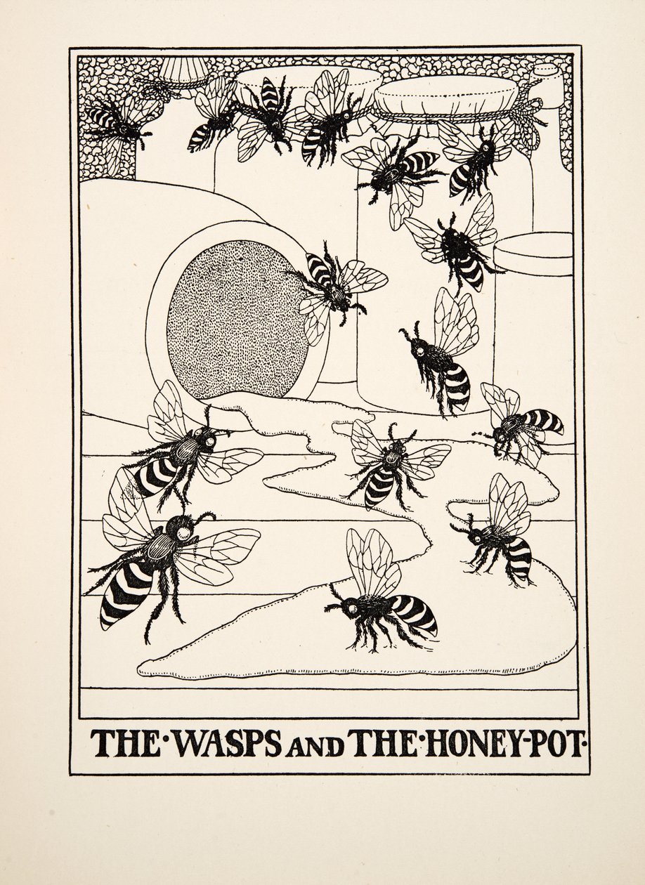 A Darazsak és a Mézesfazék, A Hundred Fables of Aesopus, pub.1903 alkotó: Percy J. Billingshurst
