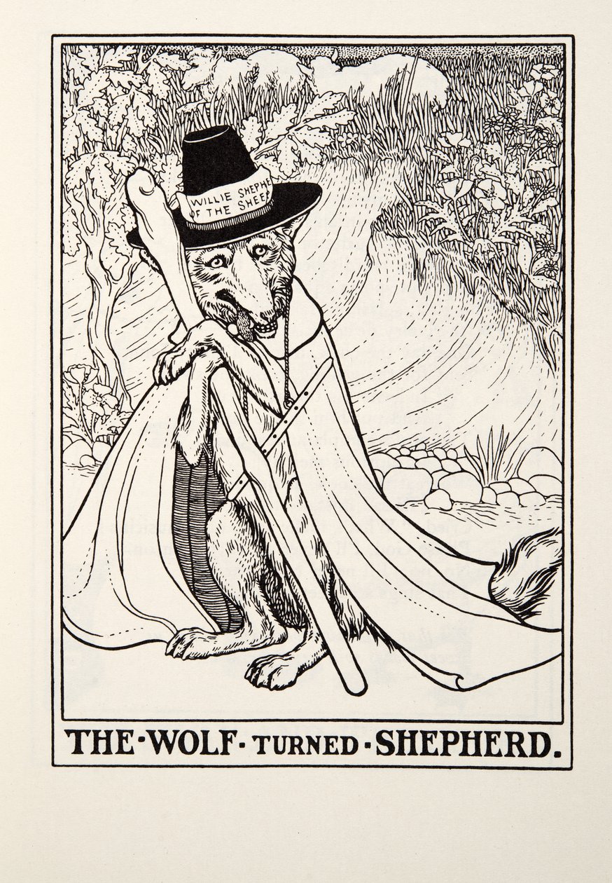 The Wolf Turned Shepherd, Fontaine Fables, pub. 1905 alkotó: Percy J. Billingshurst