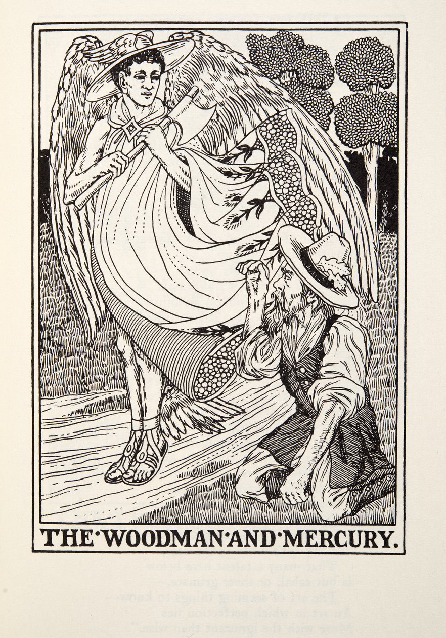 The Woodman and Mercury, a Fontaine Fables, kocsma. 1905 alkotó: Percy J. Billingshurst