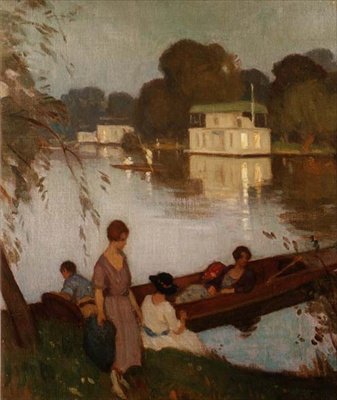 A Temzén, 1925 körül (olaj, vászon) alkotó: Percy William Gibbs