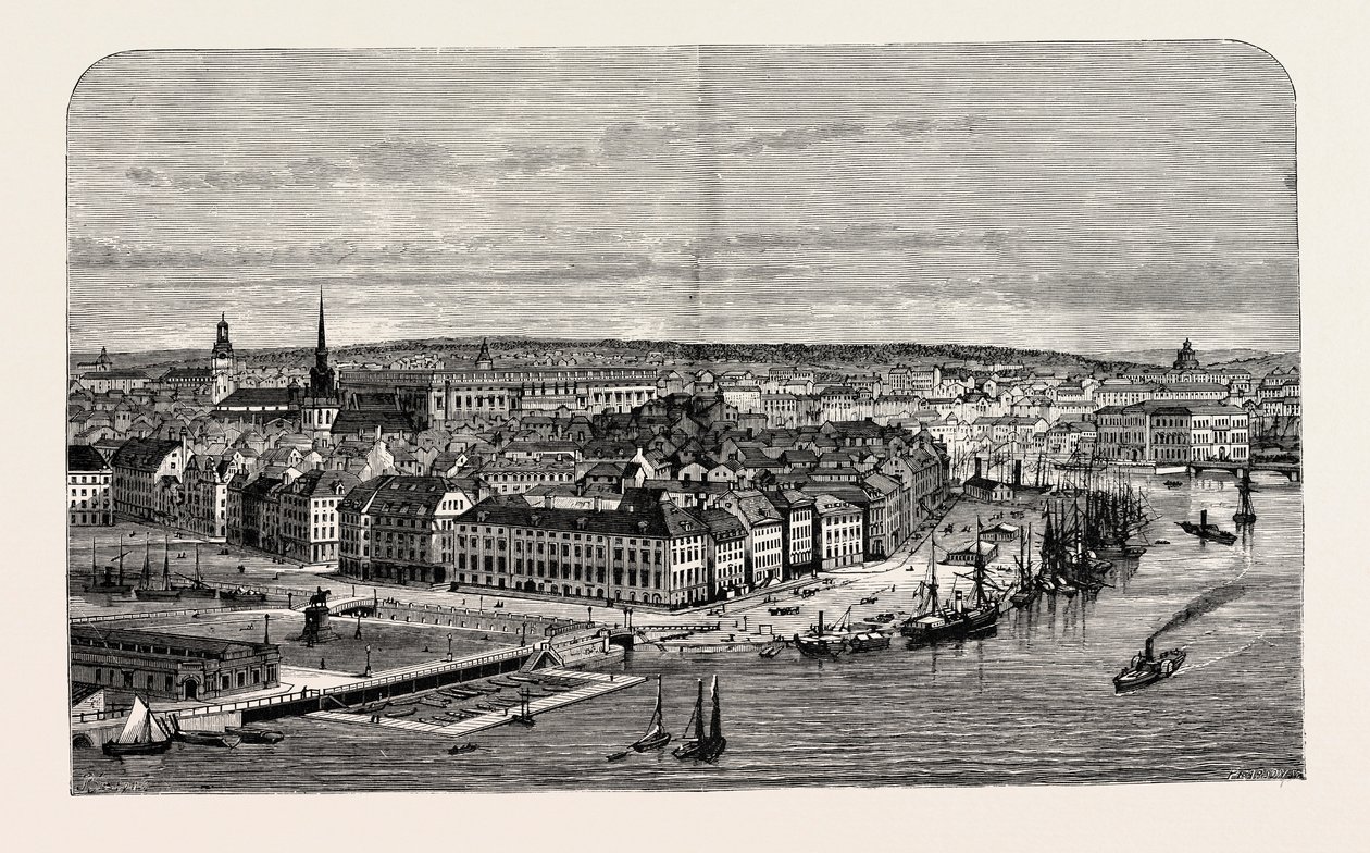Stockholm, Svédország (metszet) alkotó: Percy William Justyne