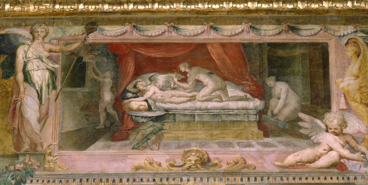 Fríz Ámor és Psyche szobájának mennyezetén, 1530 körül alkotó: Perino del Vaga