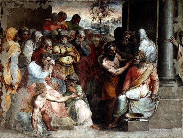 Zaleukosz ítélete, 1525 körül (freskó) alkotó: Perino del Vaga