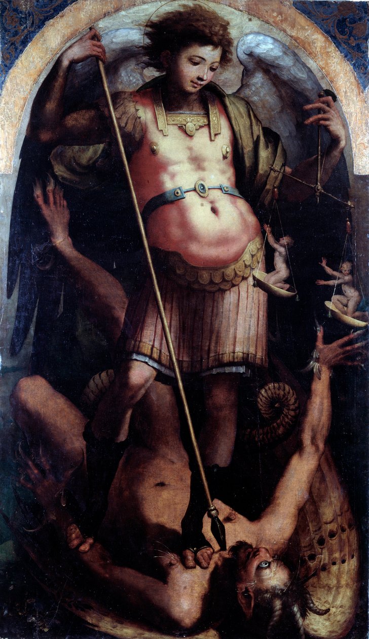 Szent Mihály, Központi panel (olaj, fa, 1535 körül) alkotó: Perino del Vaga