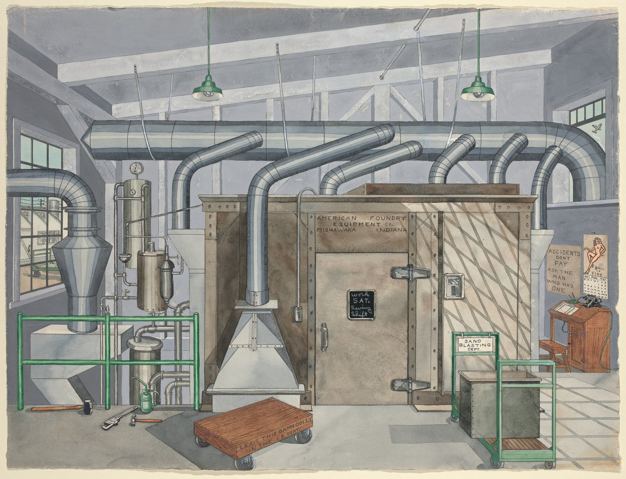 Külső homokfúvó kamra, 1935 alkotó: Perkins Harnly