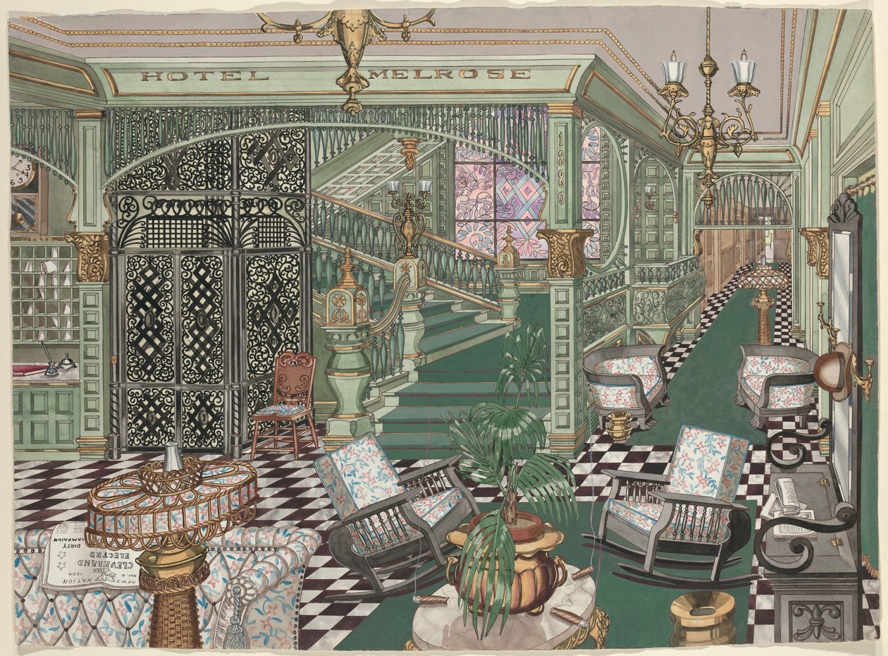 Melrose Hotel Lobby, 1880 alkotó: Perkins Harnly
