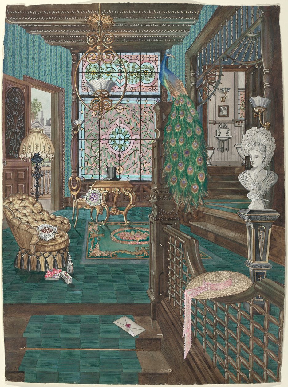 Második emeleti lépcsőfeljáró és hall, 19351942. alkotó: Perkins Harnly