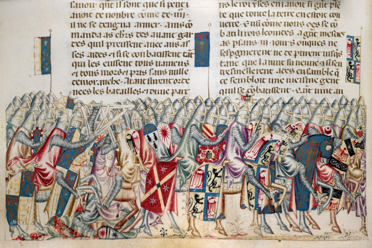 Royal 20 D. I f.221v Xerces expedíció, illusztráció a „Faits des Romains”-ból, 1340 körül (vellum) alkotó: Perrin Remy