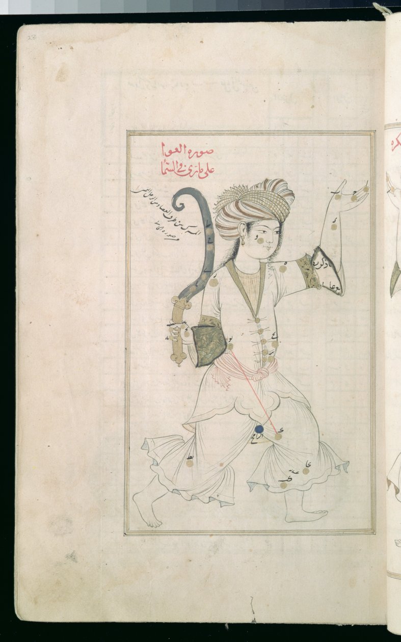 CBL Ar.4222 fol.28a Oldal a Suwar al-Kawakib vagy A csillagok alakja másolatából, amelyet Abd al-Rahman al-Sufi írt i.sz. 960 körül alkotó: Persian School