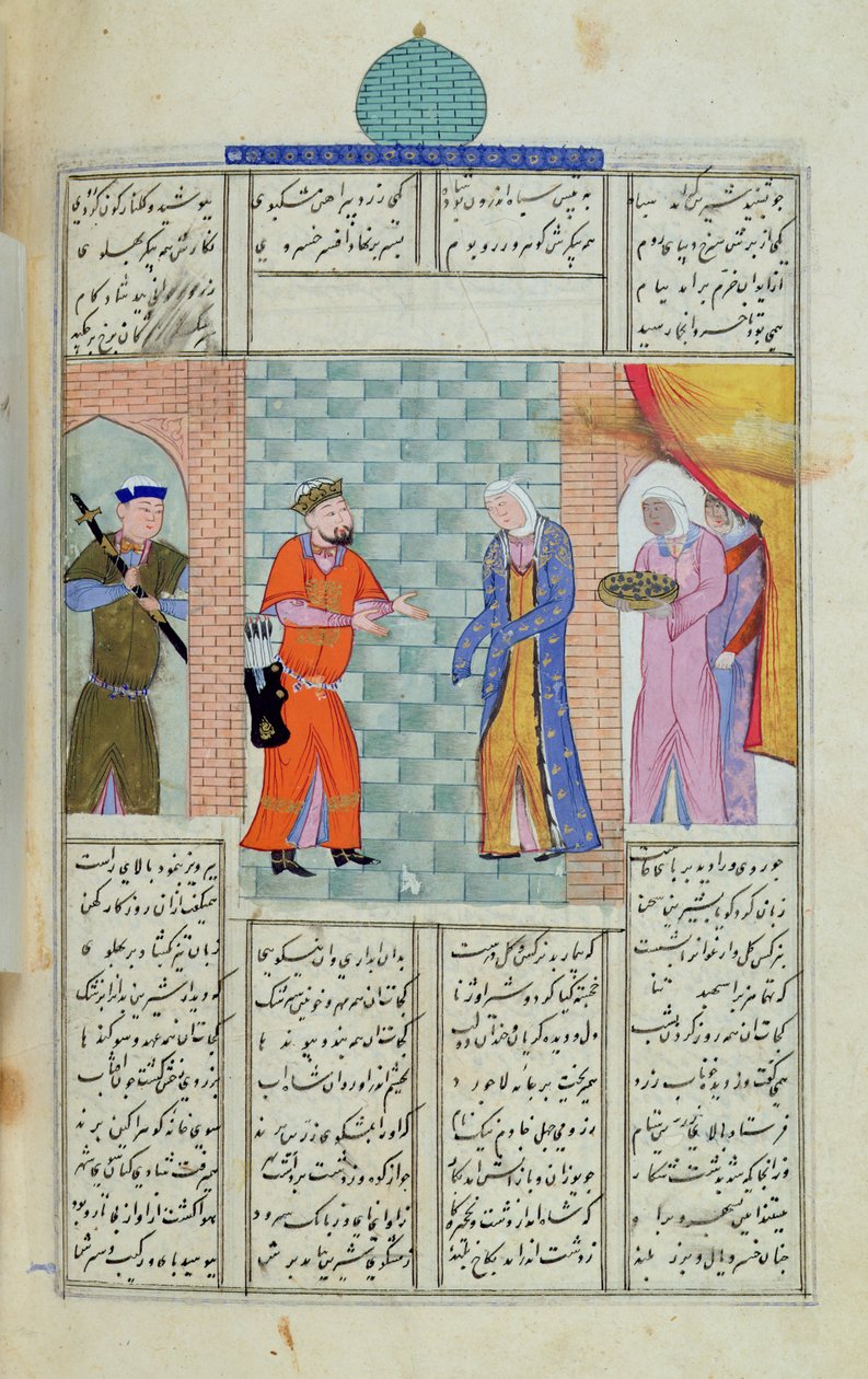 Ms C-822 Khosro és Chirin találkozása a palotában, a „Shahnama”-ból (Királyok könyvéből), Abu