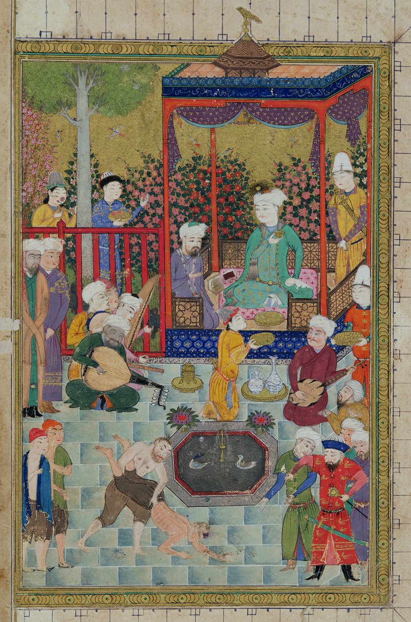 Ms C-822 fol.1v Egy hercegi fogadás, illusztráció a "Shahnama"-ból (Királyok könyvéből), Abu
