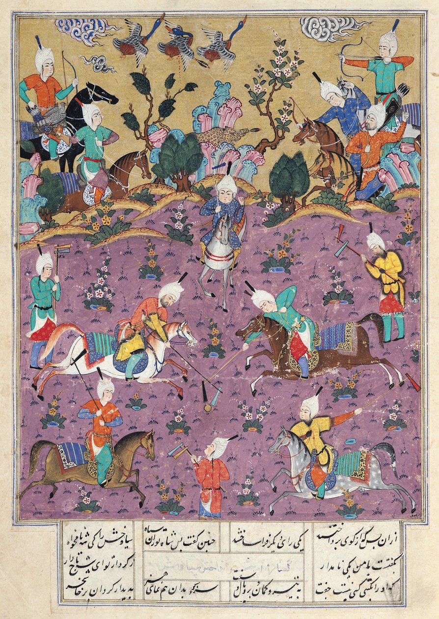 Ms D-184 fol.140a Siavosh pólózni Afrasiabbal, a „Firdawsi