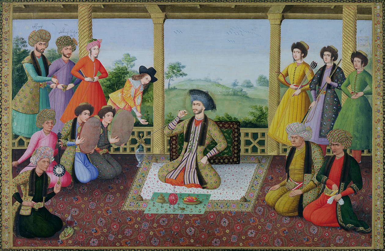 Ms E-14 f.98a II. Szulejmán sah (1641-91) és udvaroncai alkotó: Persian School