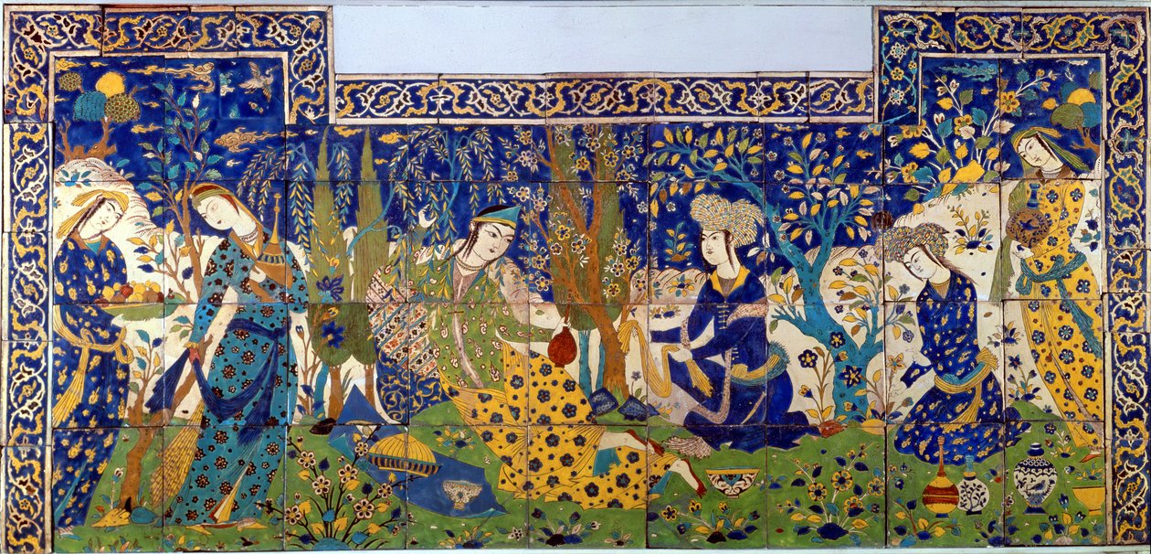 Mázas cserépcserép panel, Isfahan (fritware) alkotó: Persian School