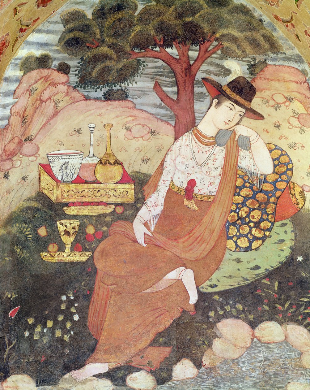 Hercegnő ül a kertben, Szafavida dinasztia alkotó: Persian School
