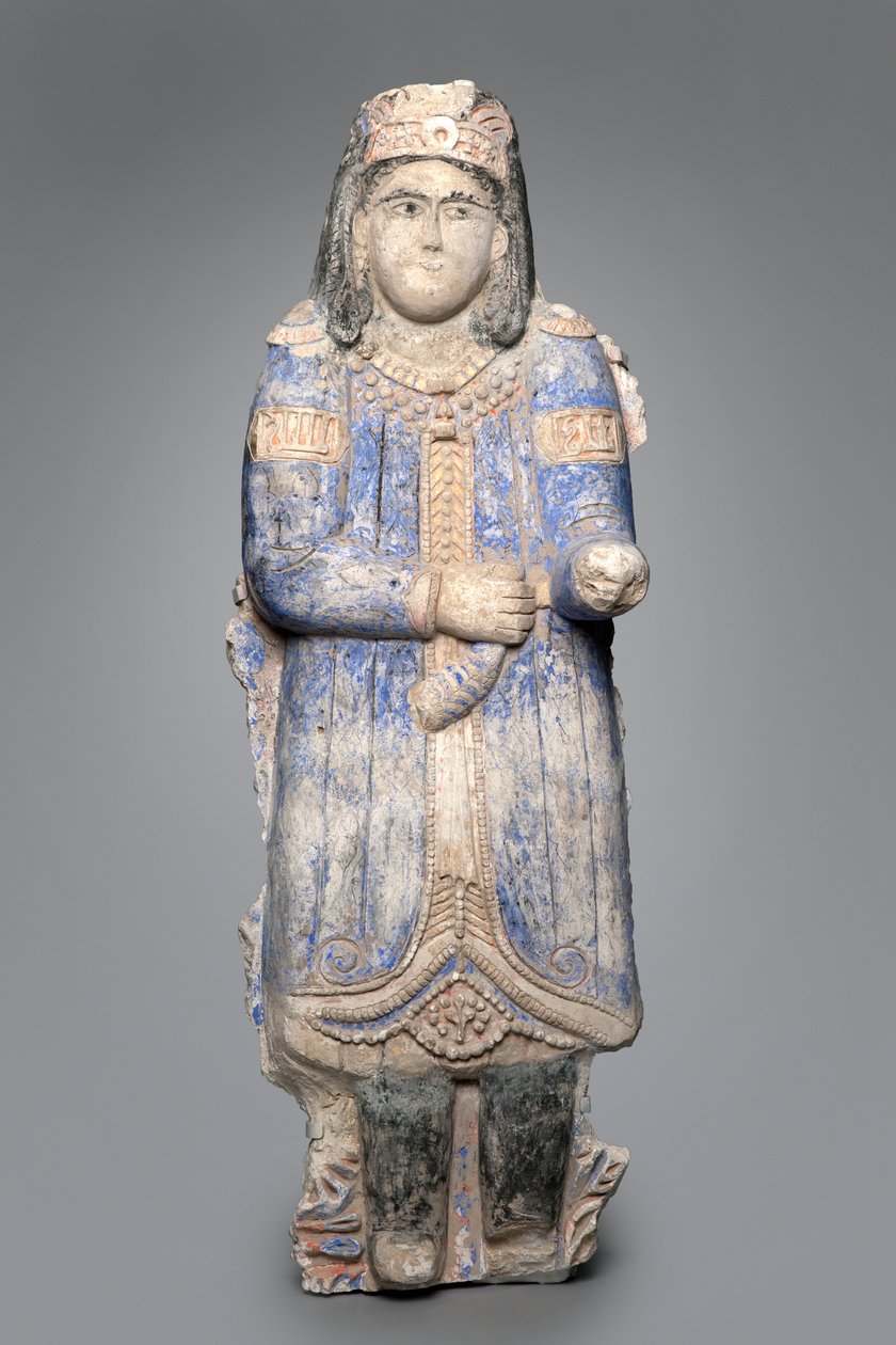 Udvari figura egy palota frízből, Szeldzsuk-dinasztia, 11501250 (festett stukkó) alkotó: Persian School