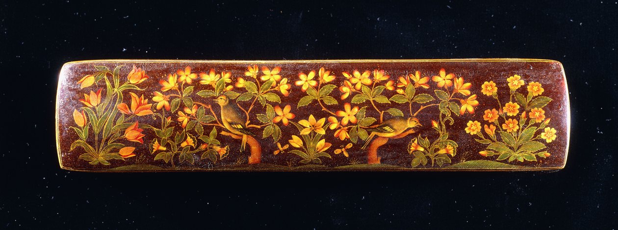 Qalamdan, amely pintyeket ábrázol szilvavirág ágain alkotó: Persian School