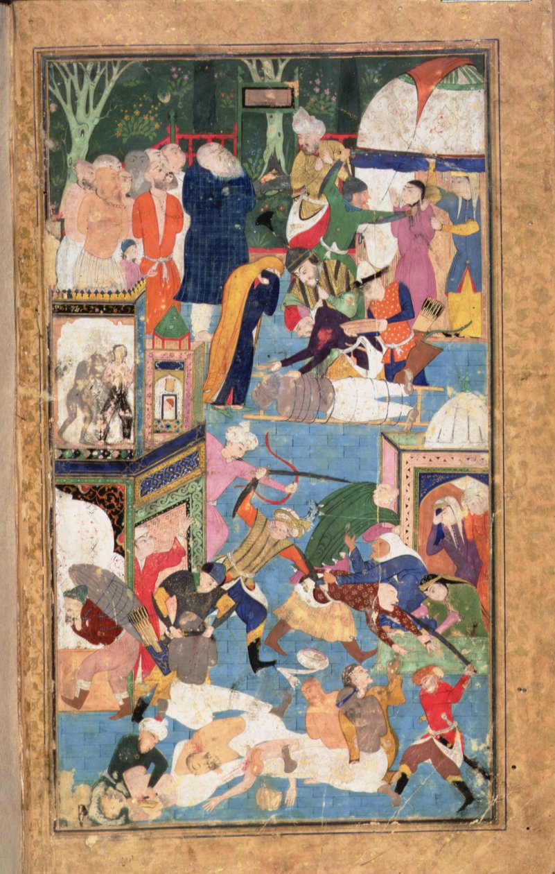 Add hozzá a 22703 fol.52v Iszfahán kifosztása 1387-ben, amely bemutatja Timur csapatainak fosztogatását, kifosztását és gyilkosságát alkotó: Persian School