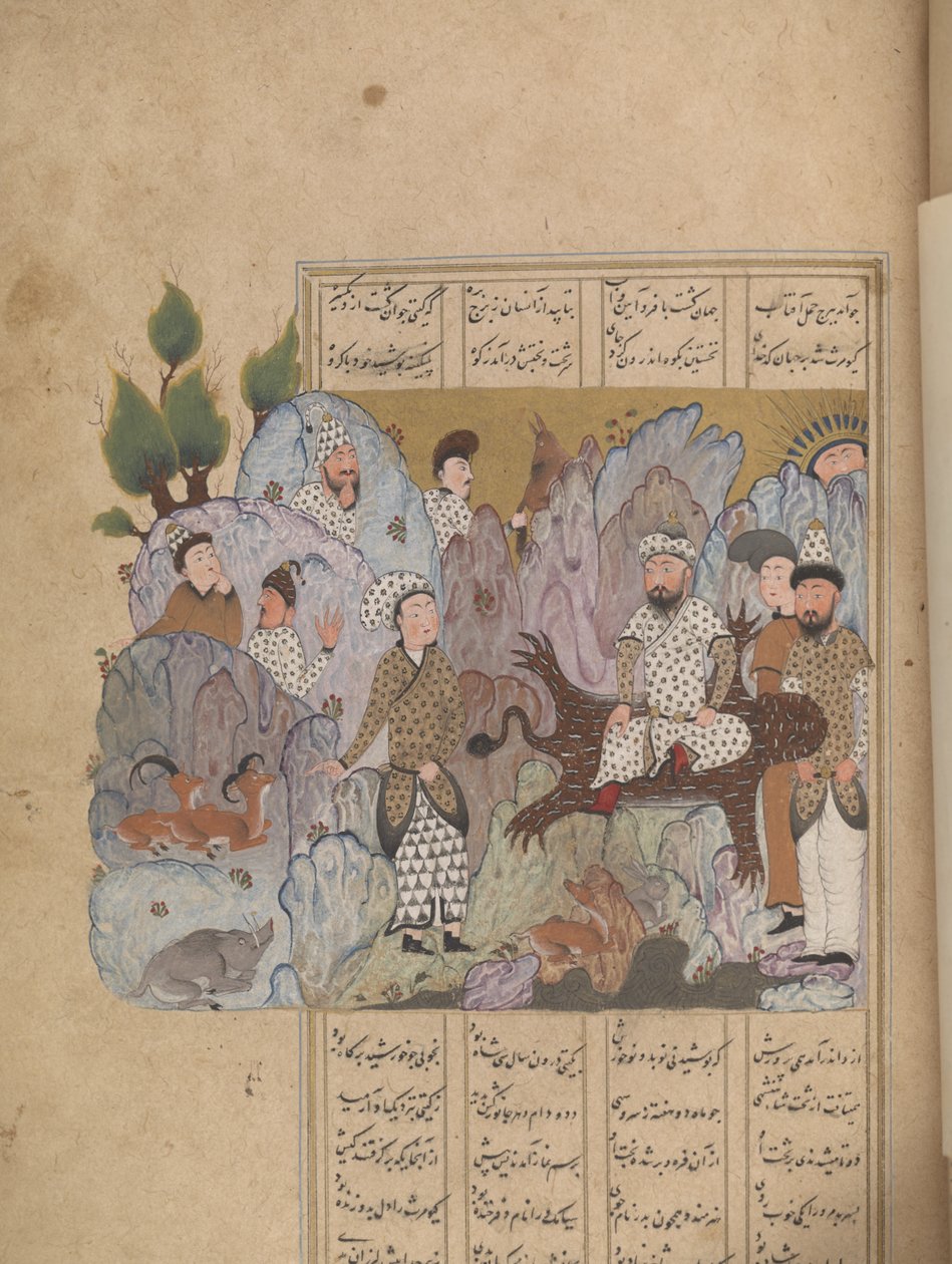 Bahram Gur nyeri a koronát egy Shahnamától, 1518 alkotó: Persian School