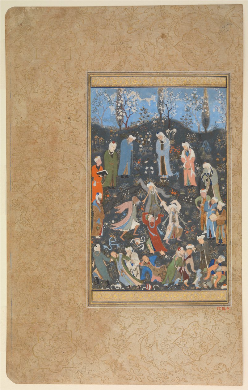 "Táncoló dervisek", fólió egy hafizi dívánból, 1480 körül (átlátszatlan akvarell és arany papíron) alkotó: Persian School