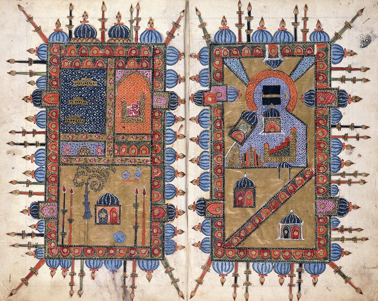 Dekoratív duplák a "Dala"il al-Khayratból, 1800 körül alkotó: Persian School