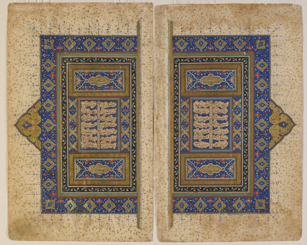 Amir Khusraw Dihlavi, Tabriz, Irán, Szafavida-korszak, 1530-40, átlátszatlan akvarell, tinta és arany, kétoldalas előlapja Amir Khusraw Dihlavitól (kvintett) alkotó: Persian School