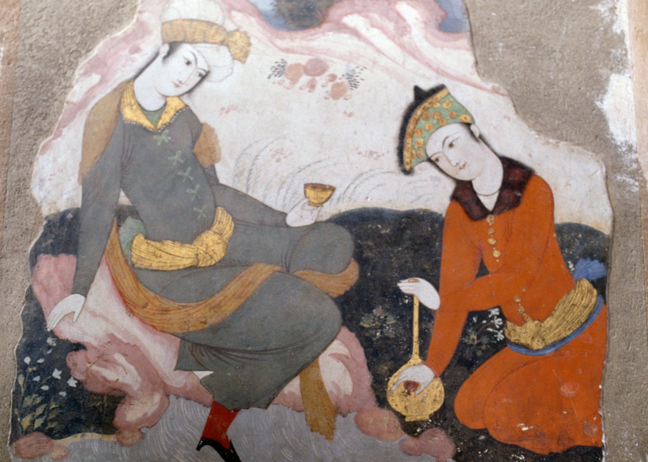 Női alakok üveggel és üveggel alkotó: Persian School