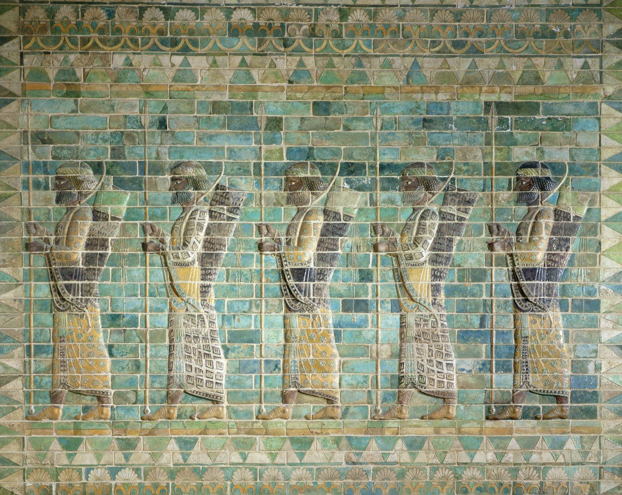 Íjászok fríze, Nagy Dárius palotájából (Kr. e. 548-486) Susában, Iránban, Akhemenida-korszak, ie 500 körül (mázas tégla) alkotó: Persian School