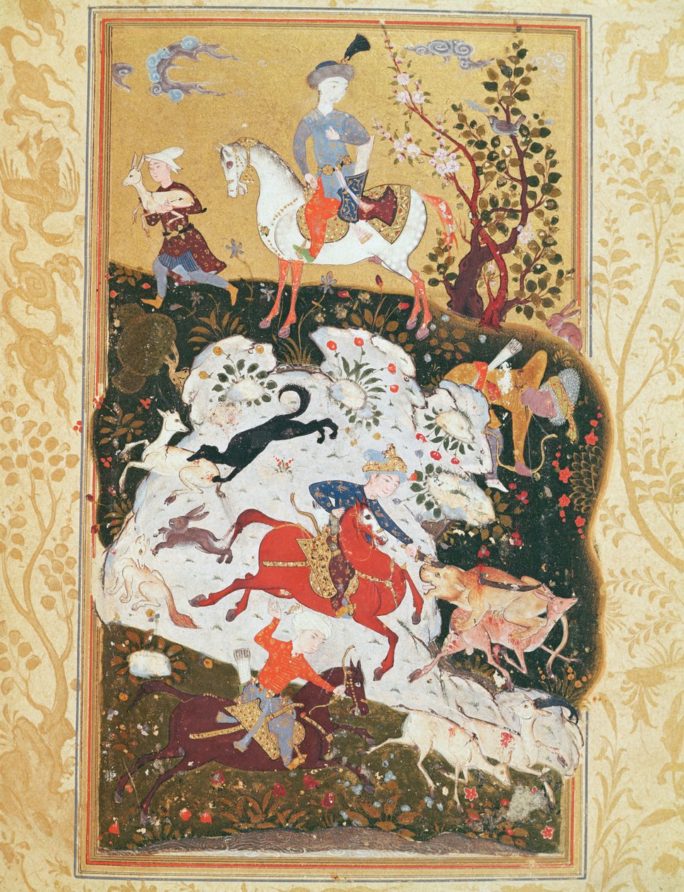 Vadászjelenet a „Szerelem könyvéből”, Safavid-dinasztia alkotó: Persian School