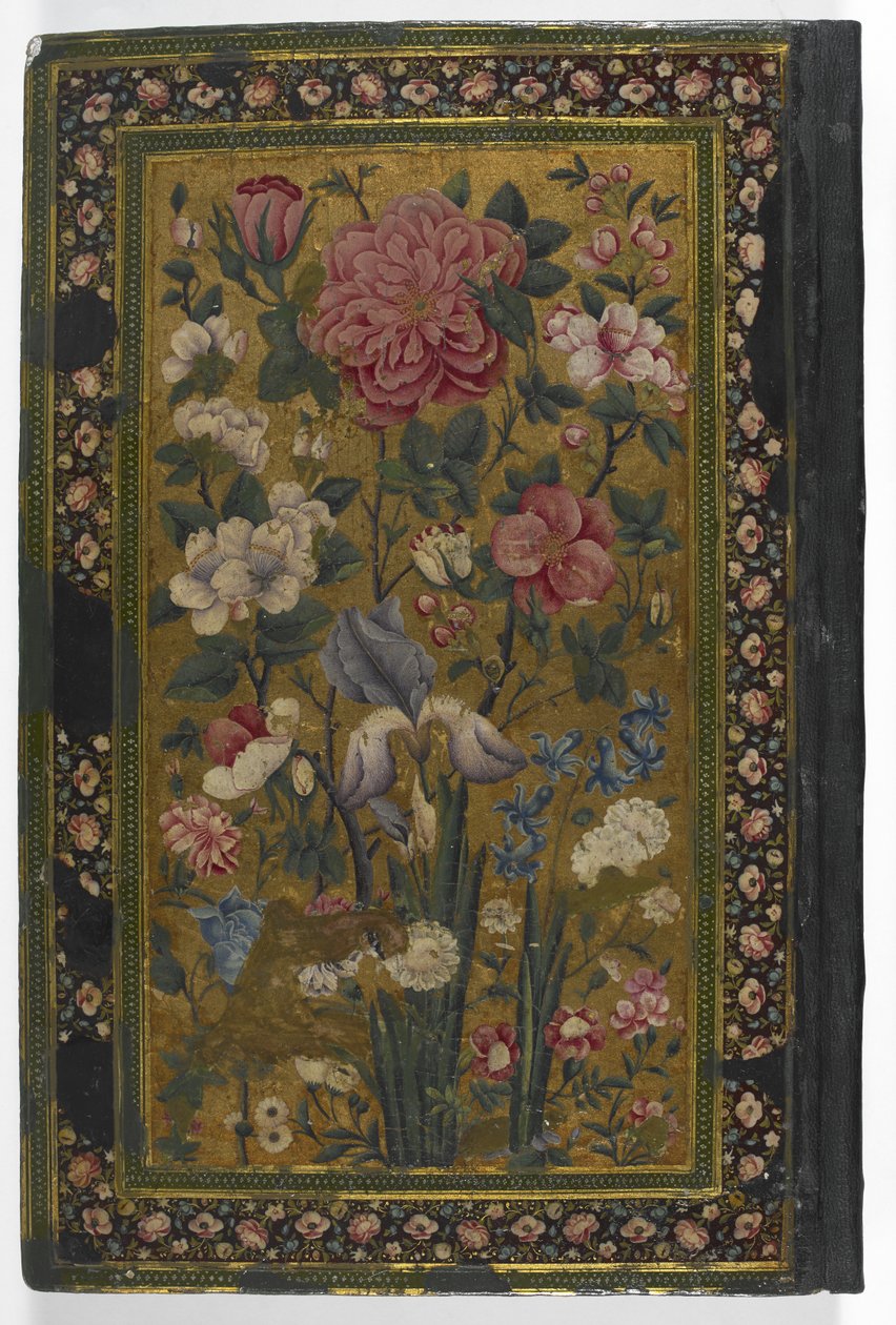IO Islamic 3558 A „Dīvān-i Khāqān” hátlapja, készítette: Fatḥ ʻAlī Shāh Qājār (lakkra festve) alkotó: Persian School