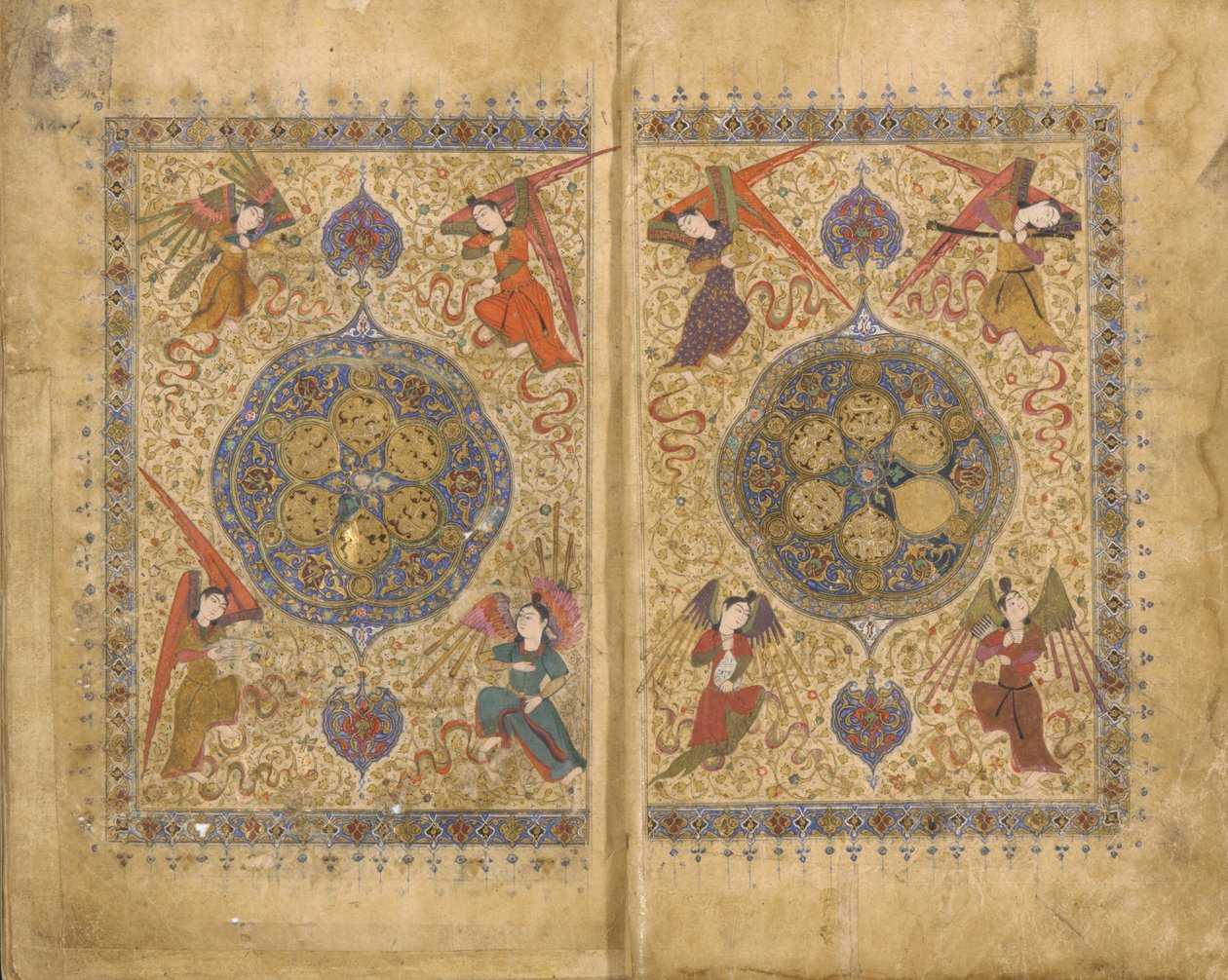Khamsa (kvintett), Khwaju Kirmani, Shiraz, Irán, Timurid korszak, 1437-38 (átlátszatlan akvarell, tus és arany papíron) alkotó: Persian School