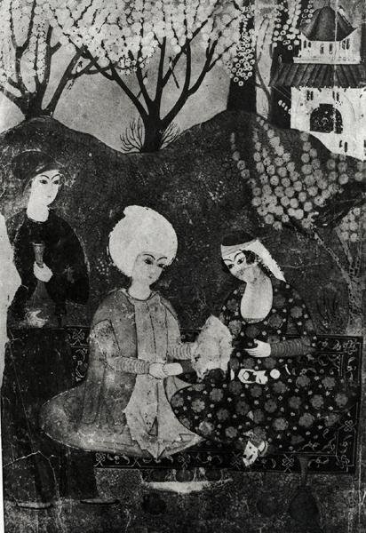 Férfi és egy nő a kertben alkotó: Persian School