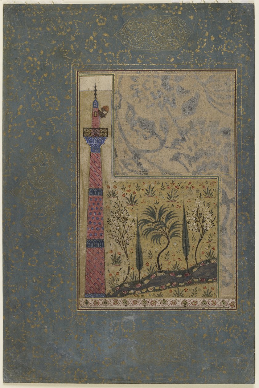 Ember egy minaret tetején, 1417-1818 körül alkotó: Persian School