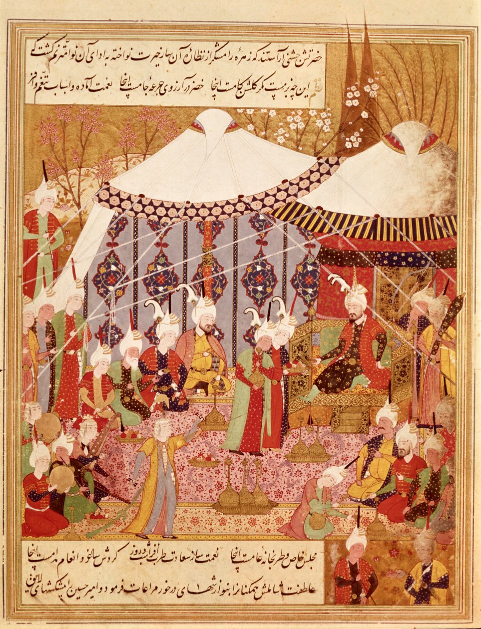 Or.1359 fol. 35 kontra Bayazid szultán Timur elfogta, 1402 a Zafarnama 1533-ból (tinta pergamen) alkotó: Persian School