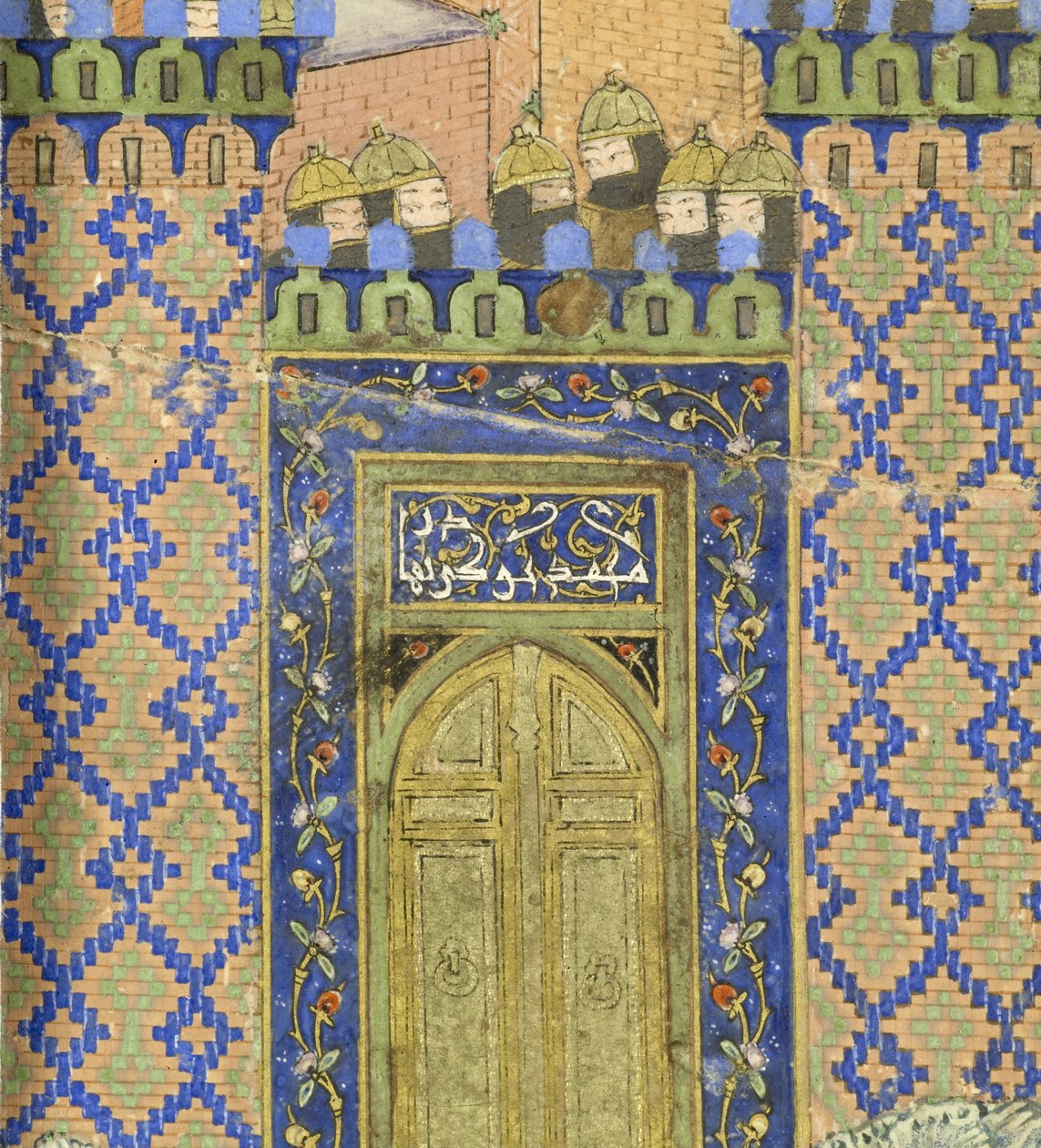 Perzsa 239 fol.278a Részlet: Isfandiy?r megöli Arj?sp-t a Brazen Holdban, illusztráció a Shahnama-ból (Királyok könyve), Abul-Qasim Mansur Firdawsi (kb. 934-kb. 1020), 1444 alkotó: Persian School