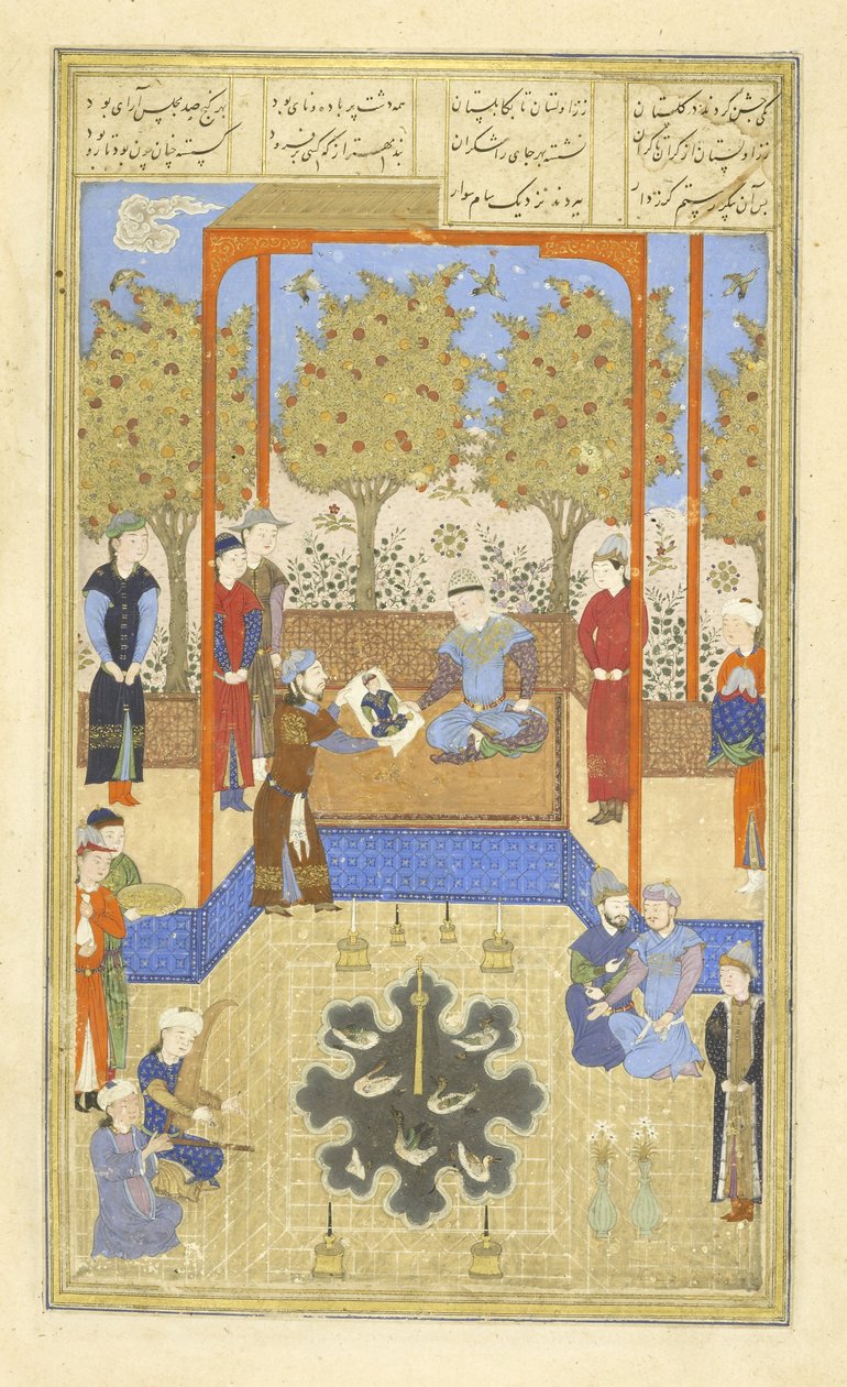 Perzsa 239 fol.30b Rusztam csecsemő portréja, amelyet Sámnak mutattak, illusztráció a „Shahnama”-ból (Királyok könyvéből), Abu