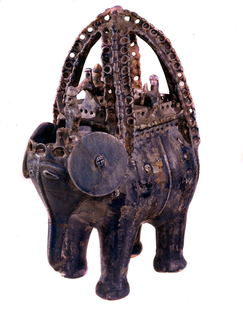 Perzsa művészet: rhyton vagy rhyton vagy rhyton kék fajanszban az iráni Gorgan régióból. 13. század. Teherán, Régészeti Múzeum alkotó: Persian School