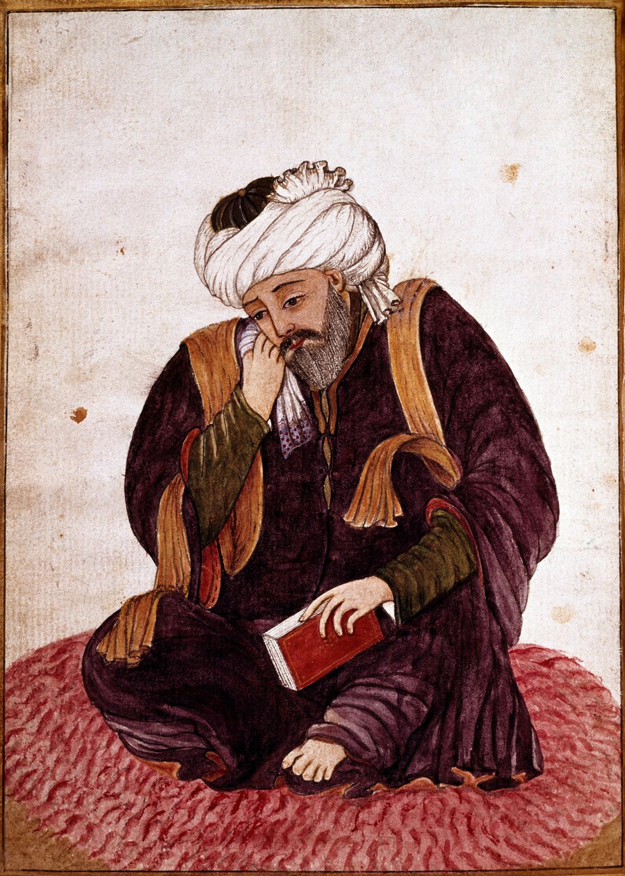 Hafez portréja valódi nevén Khwajeh Chams ad-din Mohammad Hafez-e Chirazi (ad Din Mohammad Hafez e Chirazi) A 14. század perzsa költője és misztikusa. Miniatűr. Damaszkusz Nemzeti Múzeum, Szíria. alkotó: Persian School